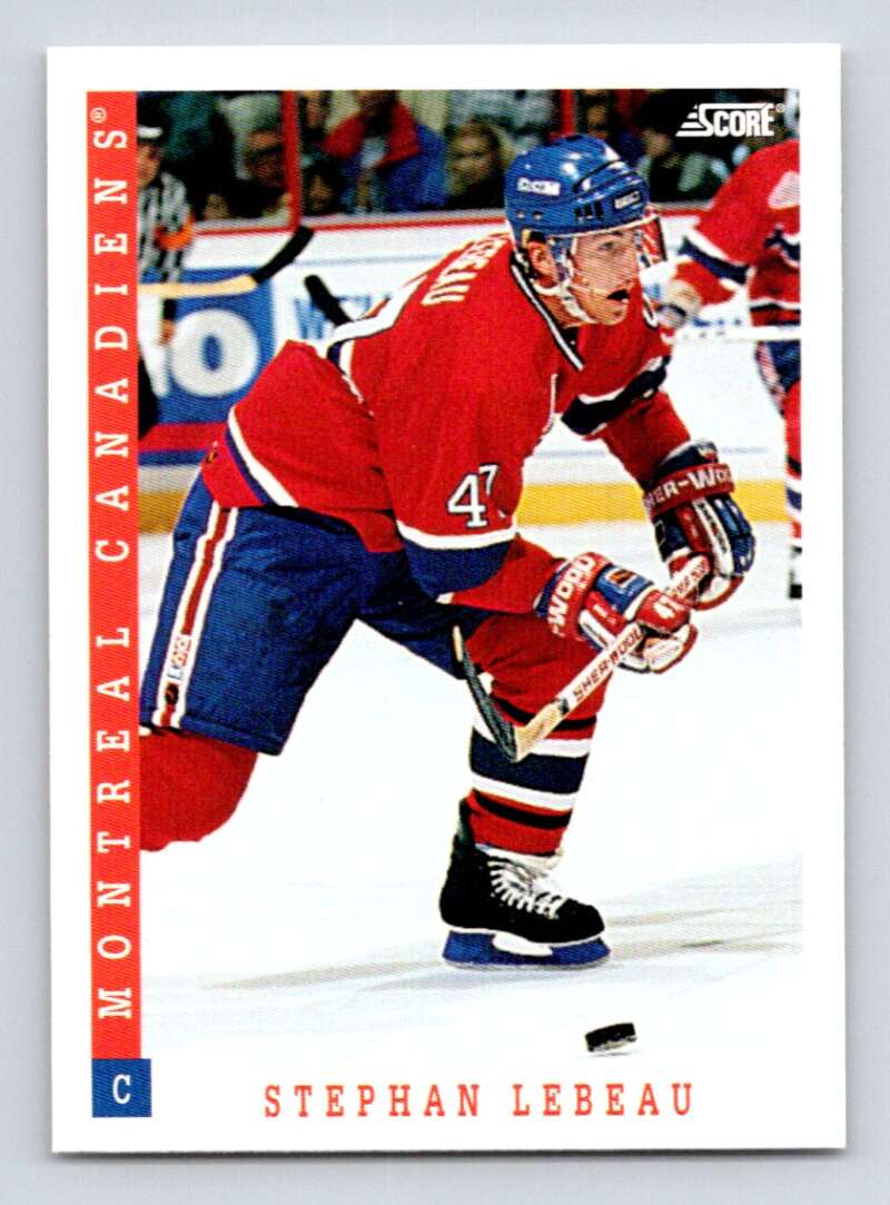 1993-94 Score Canadian #72 Stephan Lebeau Hockey Montreal Canadiens Image 1