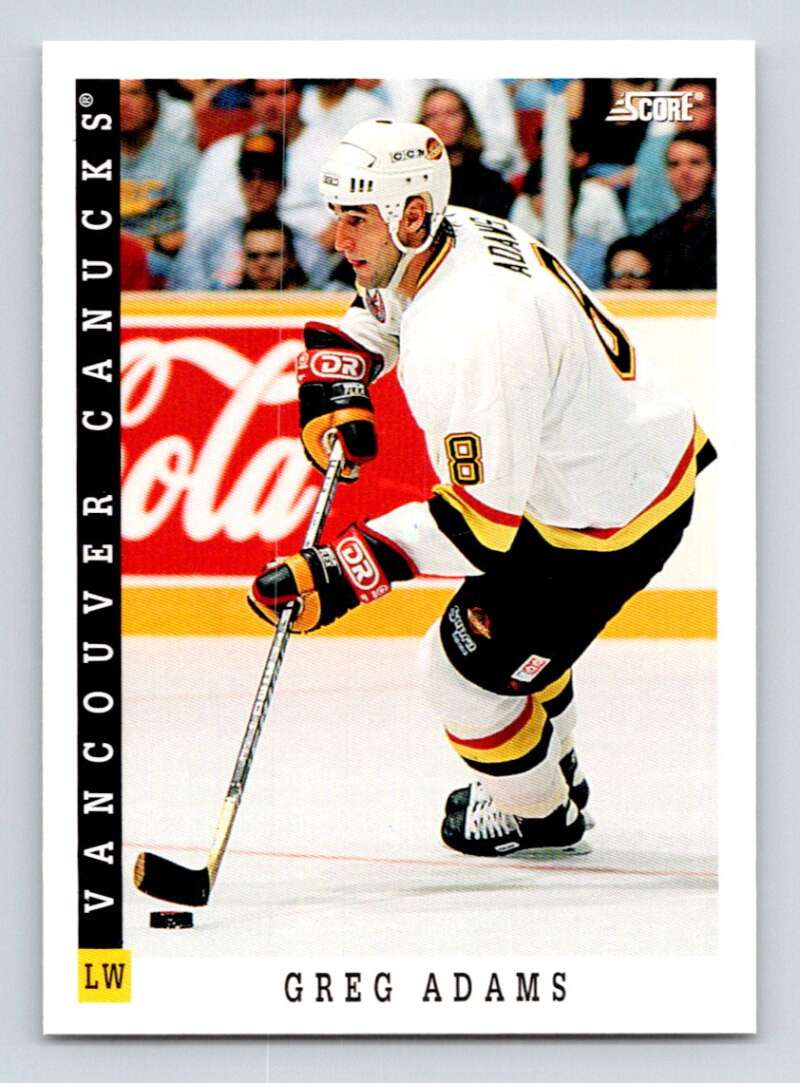 1993-94 Score Canadian #196 Greg Adams Hockey Vancouver Canucks Image 1