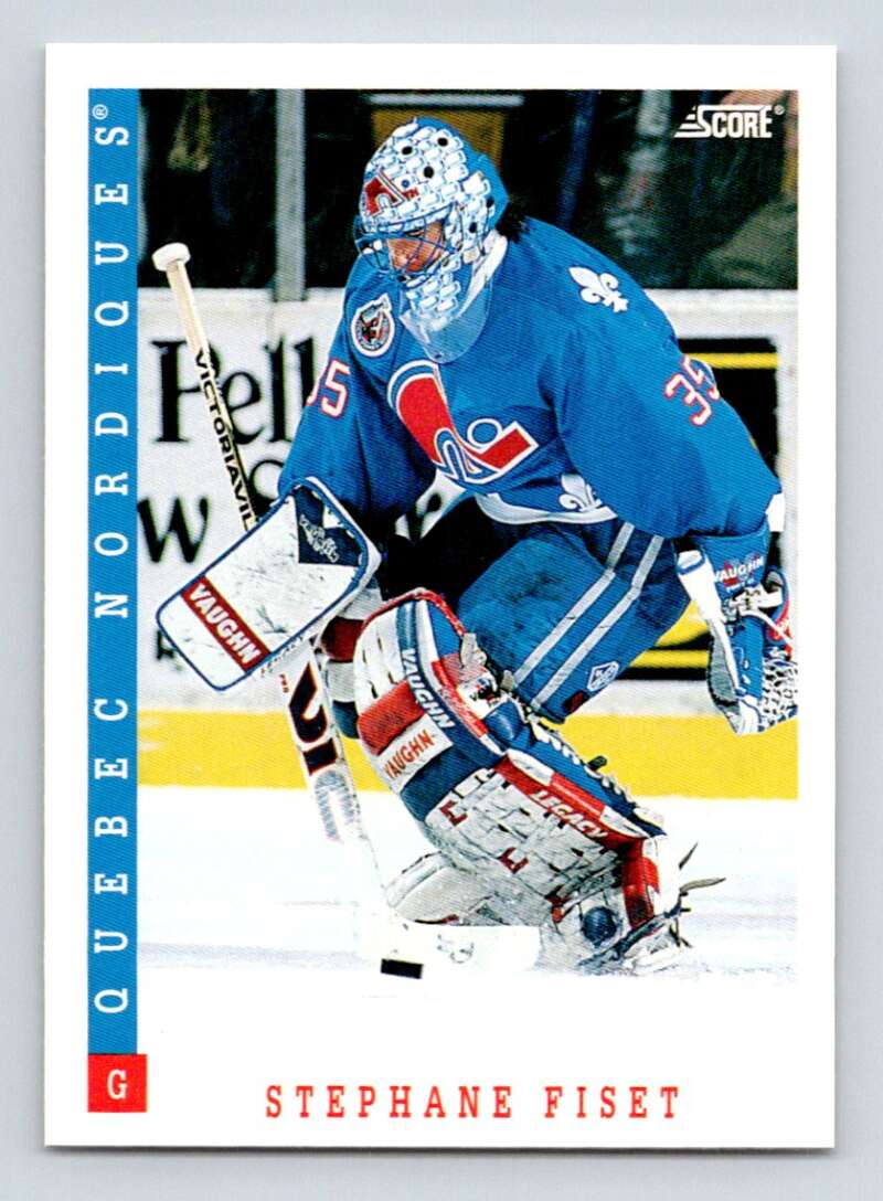 1993-94 Score Canadian #379 Stephane Fiset Hockey Quebec Nordiques Image 1