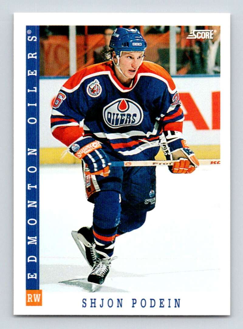 1993-94 Score Canadian #424 Shjon Podein Hockey RC Rookie Edmonton Oilers Image 1