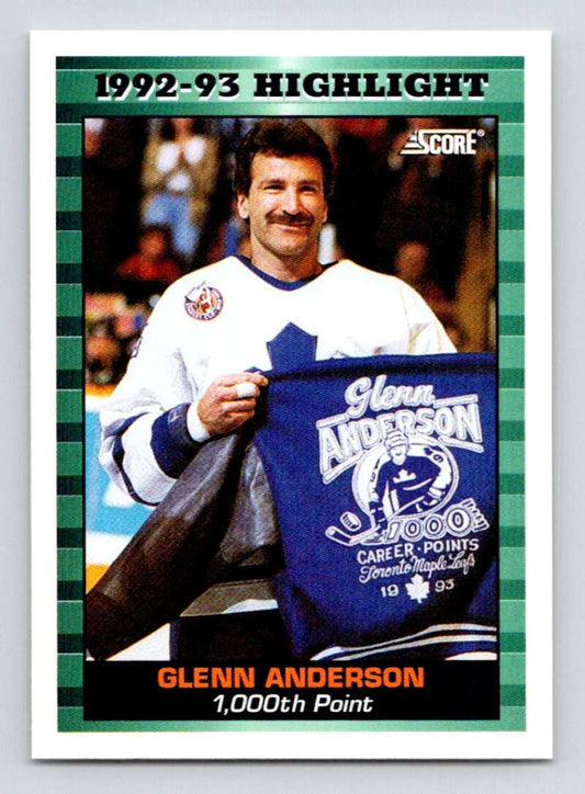1993-94 Score Canadian #449 Glenn Anderson HL Hockey Toronto Maple Leafs  Image 1