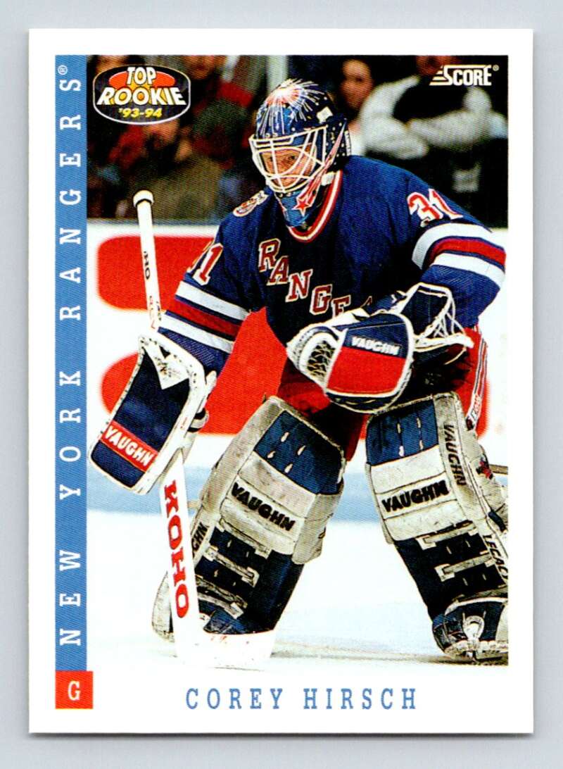 1993-94 Score Canadian #453 Corey Hirsch TR Hockey New York Rangers Image 1