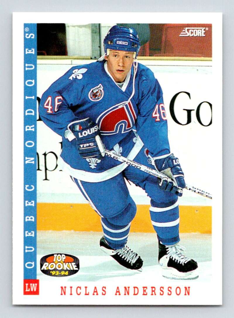 1993-94 Score Canadian #460 Niclas Andersson TR Hockey Quebec Nordiques Image 1
