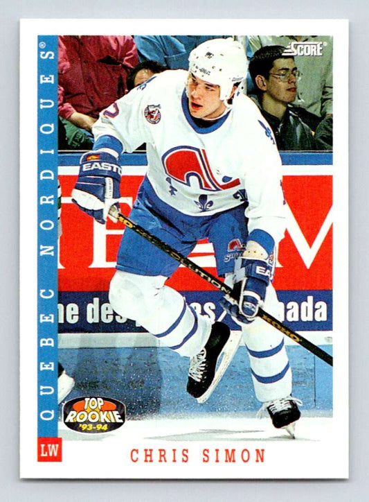 1993-94 Score Canadian #473 Chris Simon TR Hockey RC Rookie Quebec Nordiques  Image 1
