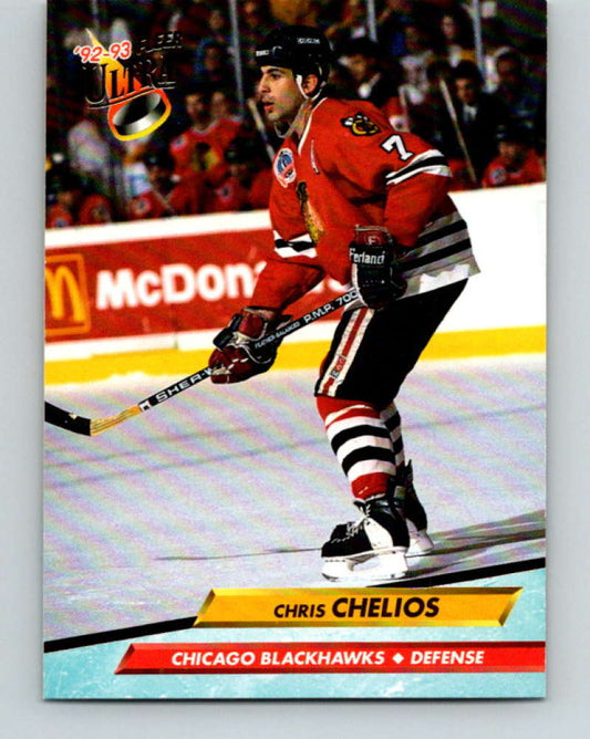 1992-93 Fleer Ultra #34 Chris Chelios  Chicago Blackhawks  Image 1