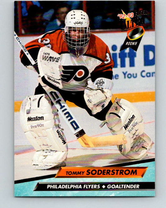 1992-93 Fleer Ultra #160 Tommy Soderstrom  RC Rookie Philadelphia Flyers  Image 1