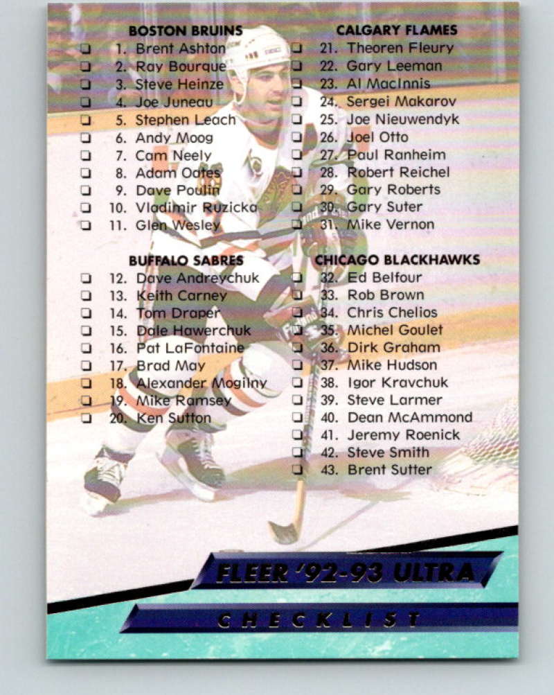 1992-93 Fleer Ultra #248 Checklist 1 Image 1