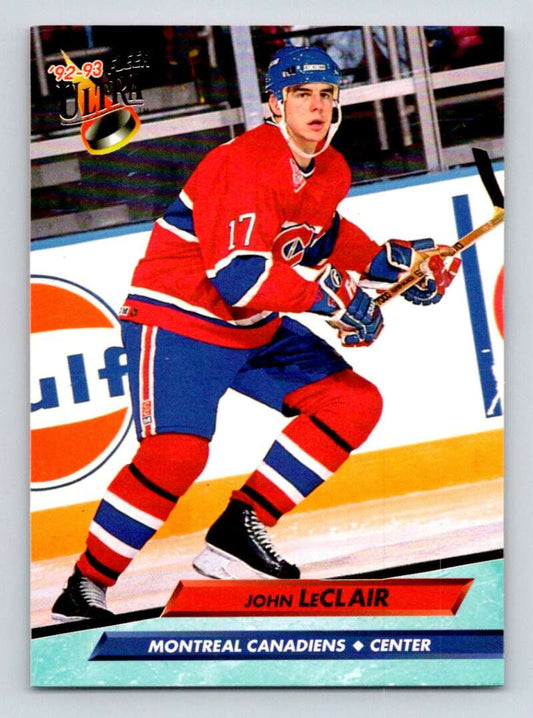 1992-93 Fleer Ultra #330 John LeClair  Montreal Canadiens  Image 1