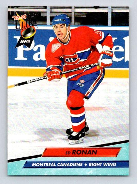 1992-93 Fleer Ultra #333 Ed Ronan  RC Rookie Montreal Canadiens  Image 1