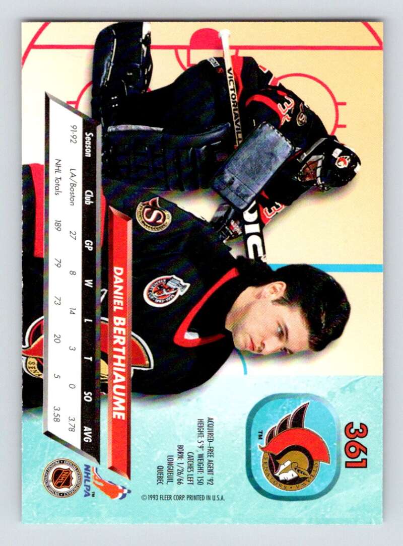 1992-93 Fleer Ultra #361 Daniel Berthiaume Image 1