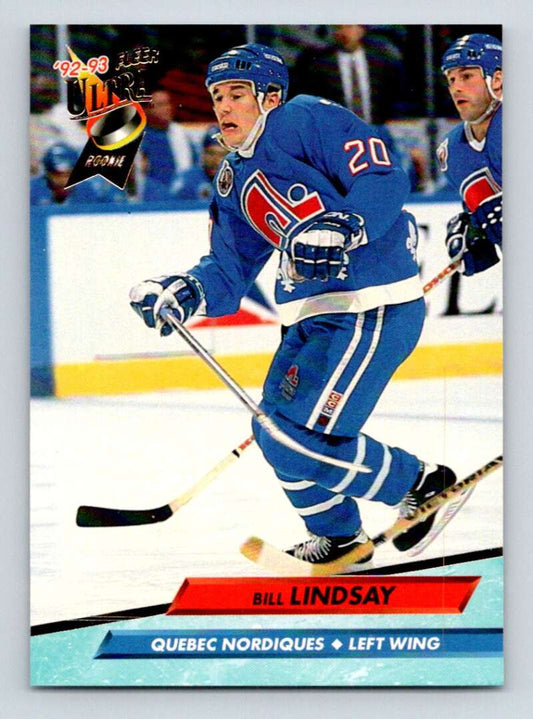 1992-93 Fleer Ultra #388 Bill Lindsay  RC Rookie Quebec Nordiques  Image 1