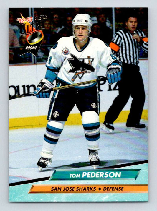 1992-93 Fleer Ultra #403 Tom Pederson  RC Rookie San Jose Sharks  Image 1