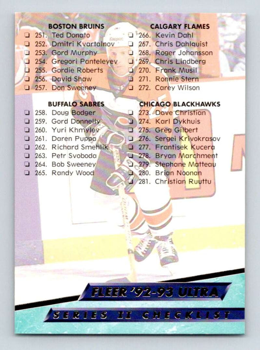 1992-93 Fleer Ultra #448 Checklist 4  Boston Bruins  Image 1
