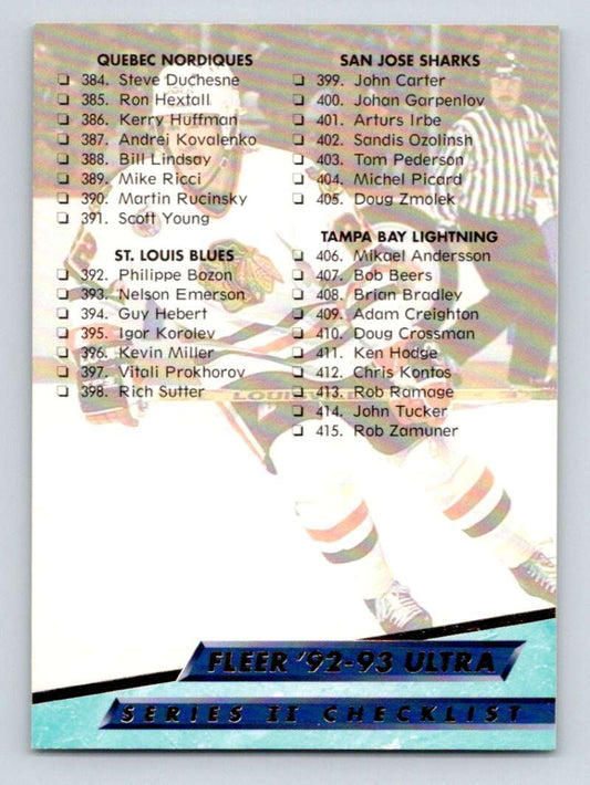 1992-93 Fleer Ultra #450 Checklist 6  Winnipeg Jets  Image 1