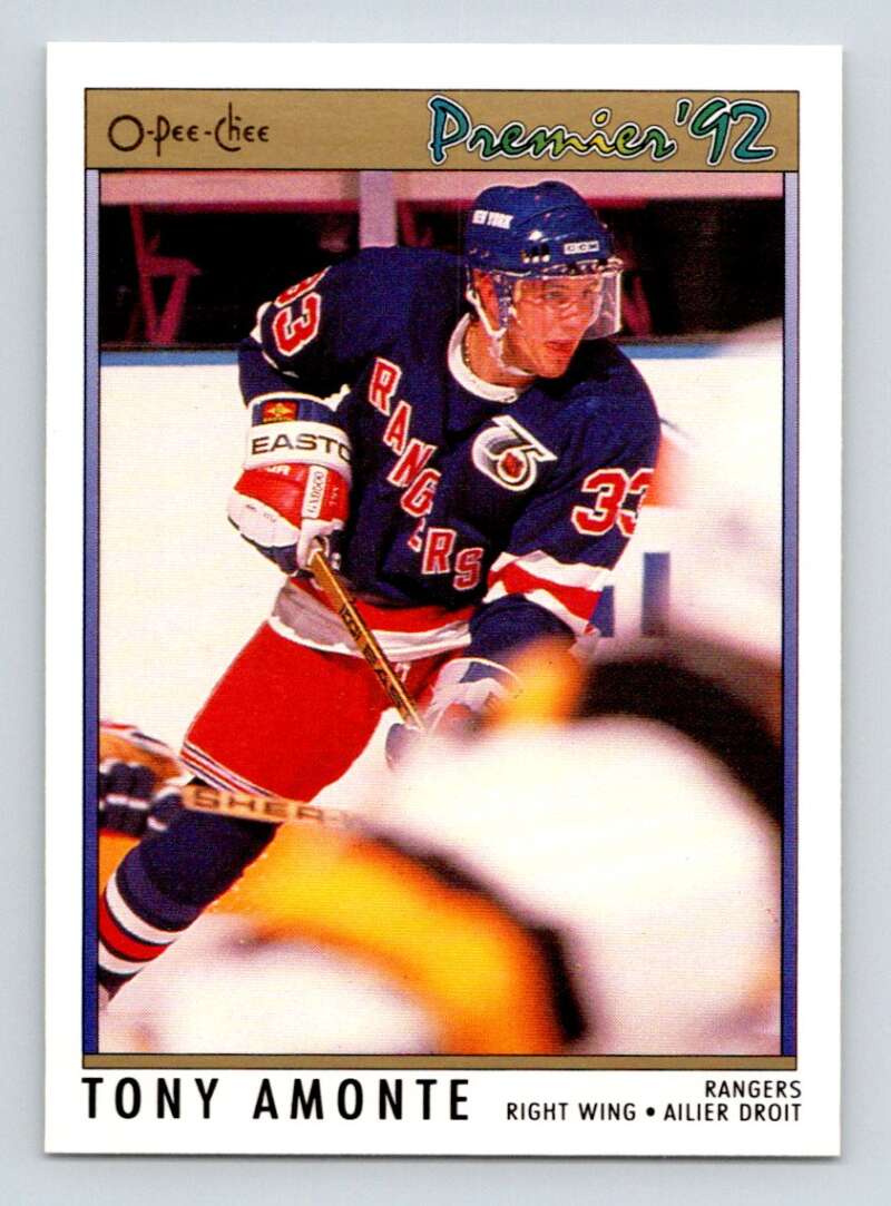 1991-92 OPC Premier #11 Tony Amonte RC Rookie New York Rangers Image 1