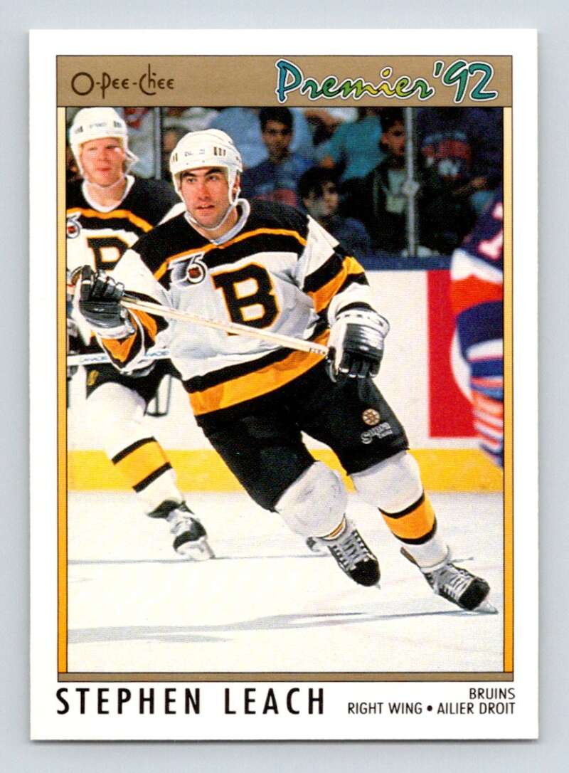 1991-92 OPC Premier #12 Stephen Leach Boston Bruins Image 1