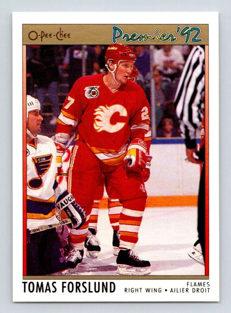 1991-92 OPC Premier #31 Tomas Forslund RC Rookie Calgary Flames Image 1