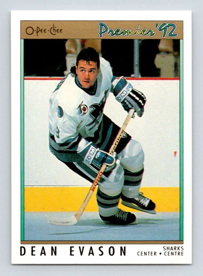 1991-92 OPC Premier #36 Dean Evason San Jose Sharks Image 1