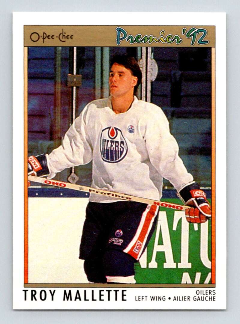 1991-92 OPC Premier #39 Troy Mallette Edmonton Oilers Image 1
