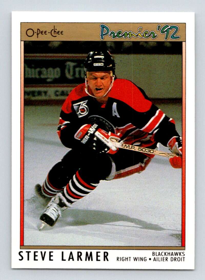 1991-92 OPC Premier #60 Steve Larmer Chicago Blackhawks Image 1