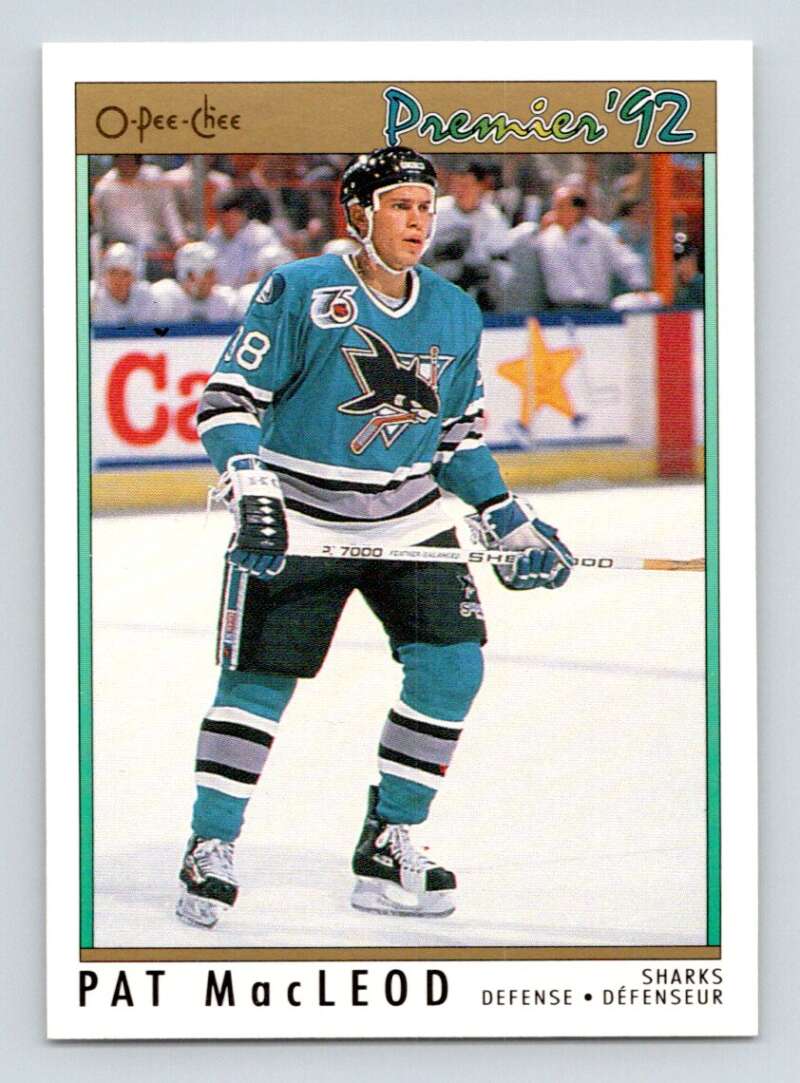 1991-92 OPC Premier #87 Pat MacLeod RC Rookie San Jose Sharks Image 1