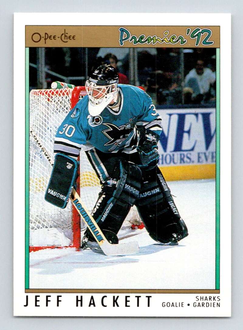 1991-92 OPC Premier #108 Jeff Hackett San Jose Sharks Image 1