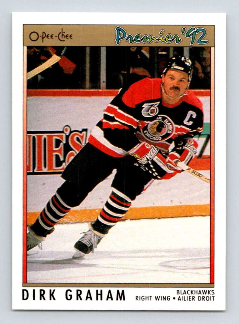 1991-92 OPC Premier #131 Dirk Graham Chicago Blackhawks Image 1