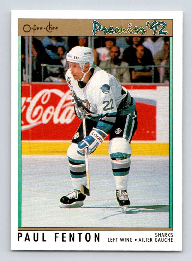 1991-92 OPC Premier #187 Paul Fenton San Jose Sharks Image 1