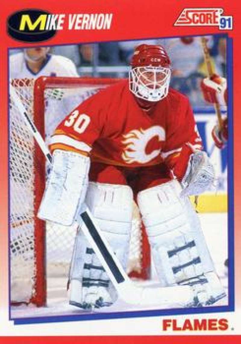 1991-92 Score Canadian Bilingual #80 Mike Vernon Calgary Flames Image 1