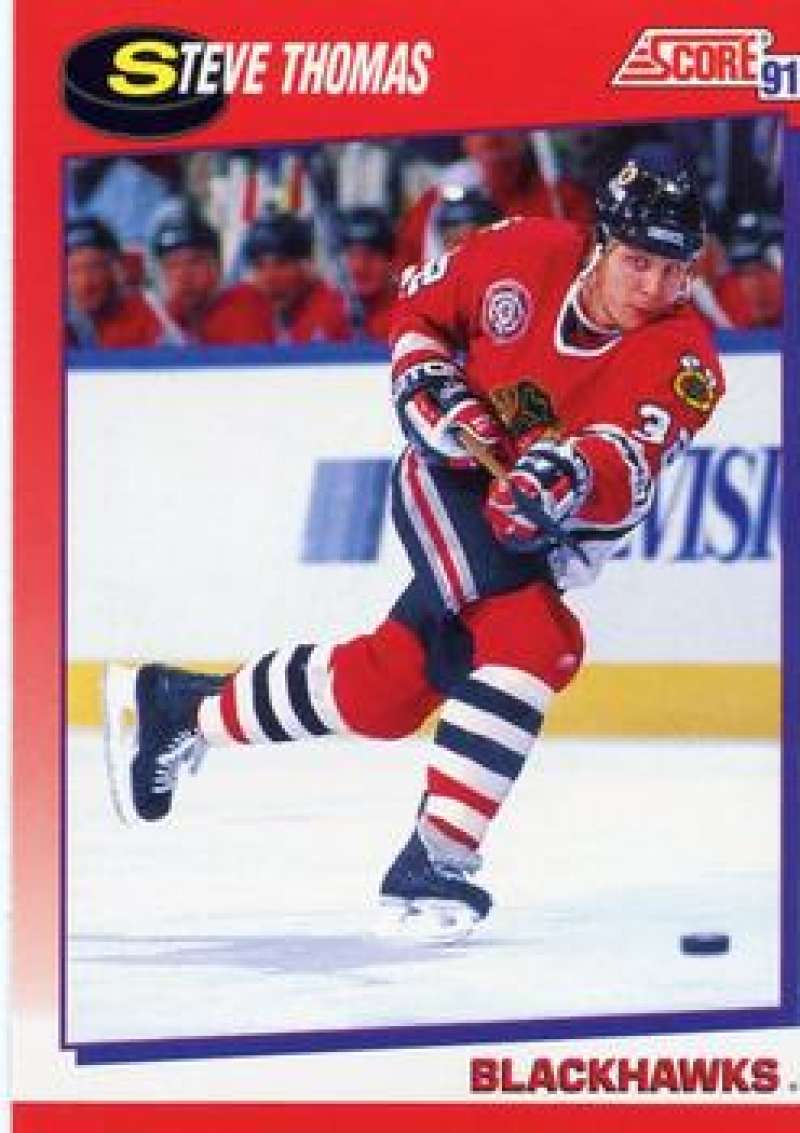 1991-92 Score Canadian Bilingual #94 Steve Thomas Chicago Blackhawks Image 1