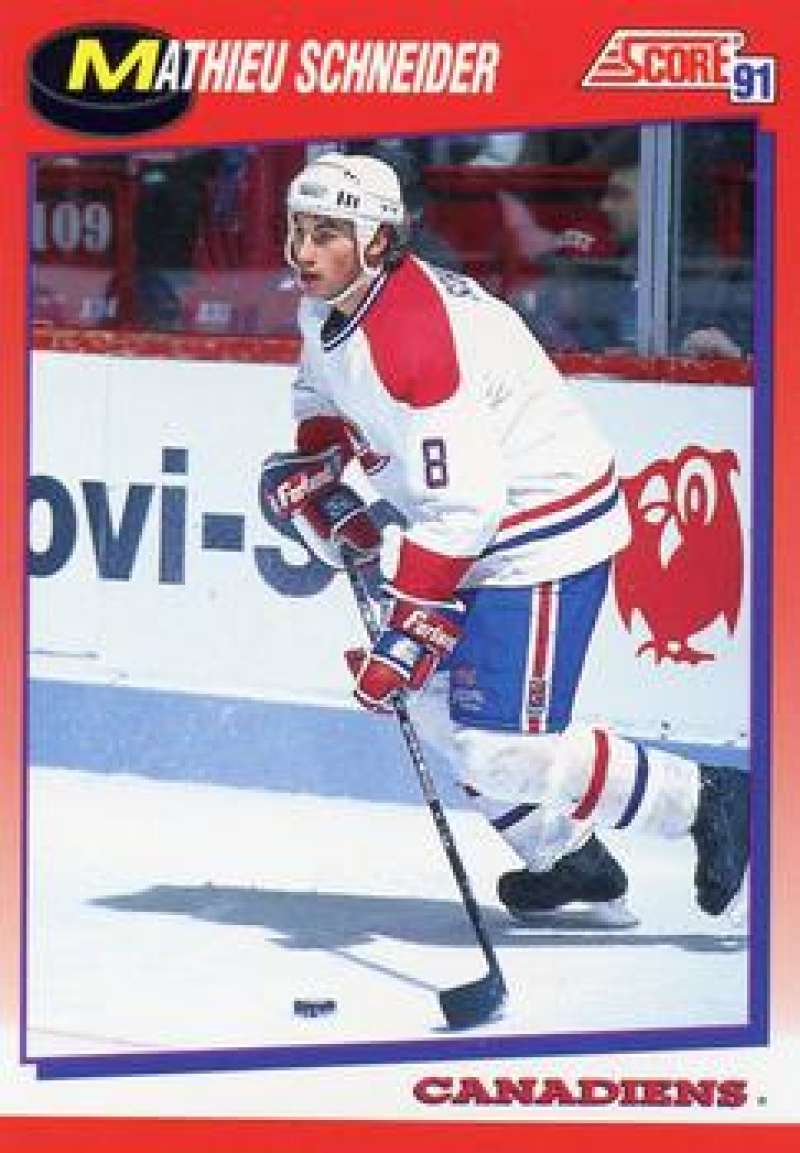 1991-92 Score Canadian Bilingual #105 Mathieu Schneider Montreal Canadiens Image 1