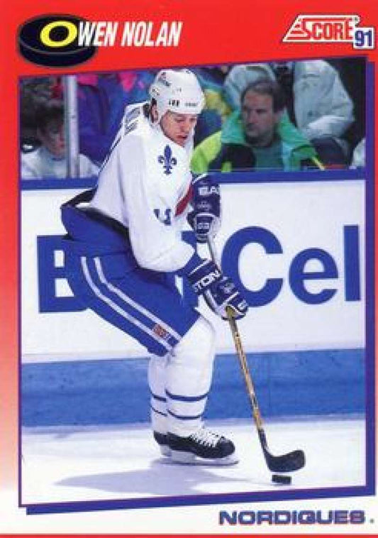 1991-92 Score Canadian Bilingual #143 Owen Nolan  Quebec Nordiques  Image 1