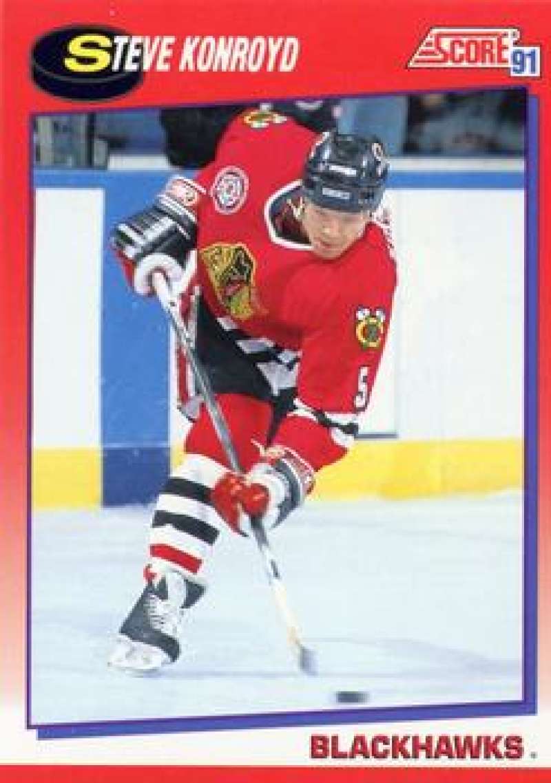 1991-92 Score Canadian Bilingual #189 Steve Konroyd Chicago Blackhawks Image 1