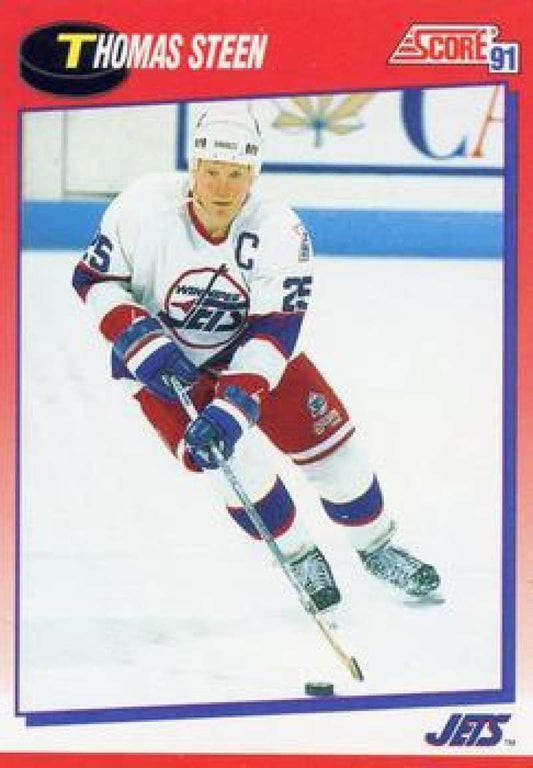 1991-92 Score Canadian Bilingual #198 Thomas Steen  Winnipeg Jets  Image 1