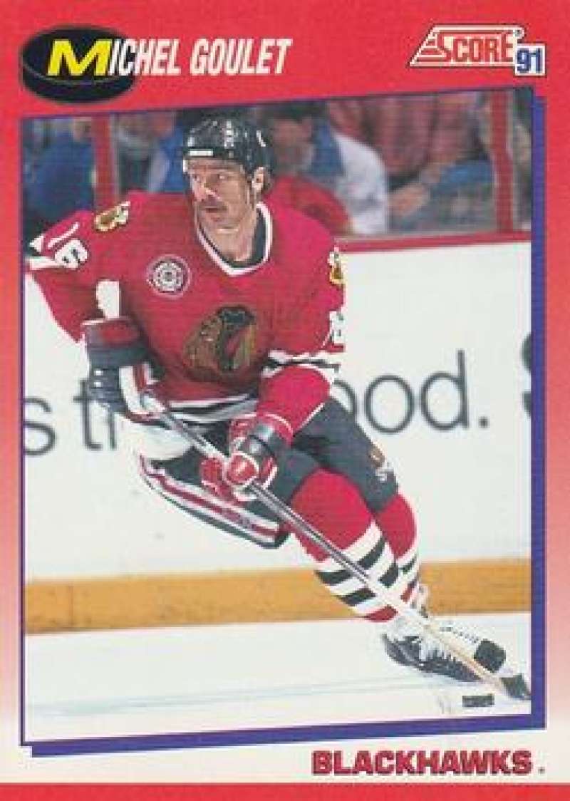 1991-92 Score Canadian Bilingual #201 Michel Goulet Chicago Blackhawks Image 1