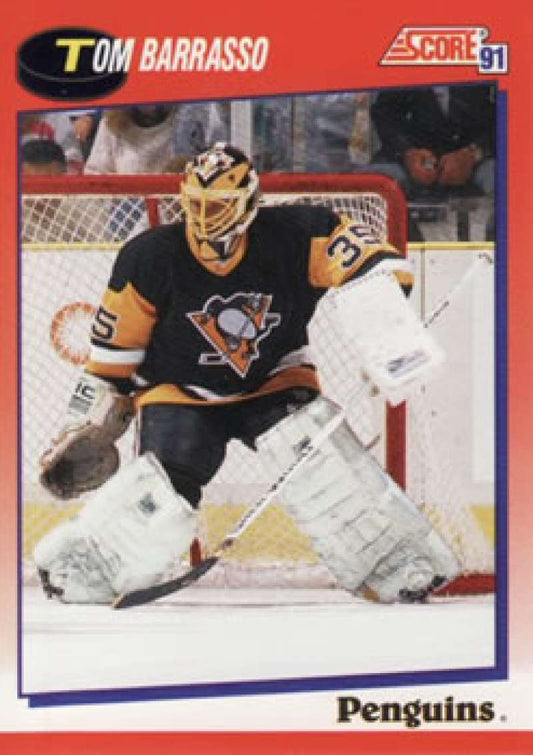 1991-92 Score Canadian Bilingual #225 Tom Barrasso  Pittsburgh Penguins  Image 1