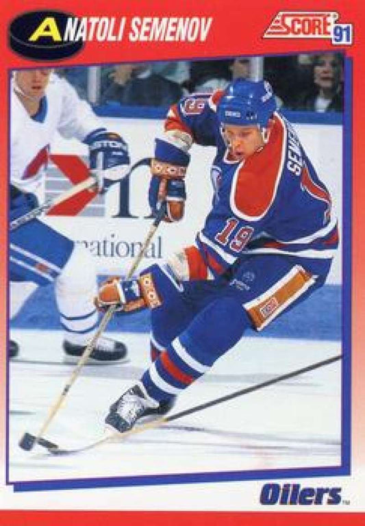 1991-92 Score Canadian Bilingual #258 Anatoli Semenov  Edmonton Oilers  Image 1