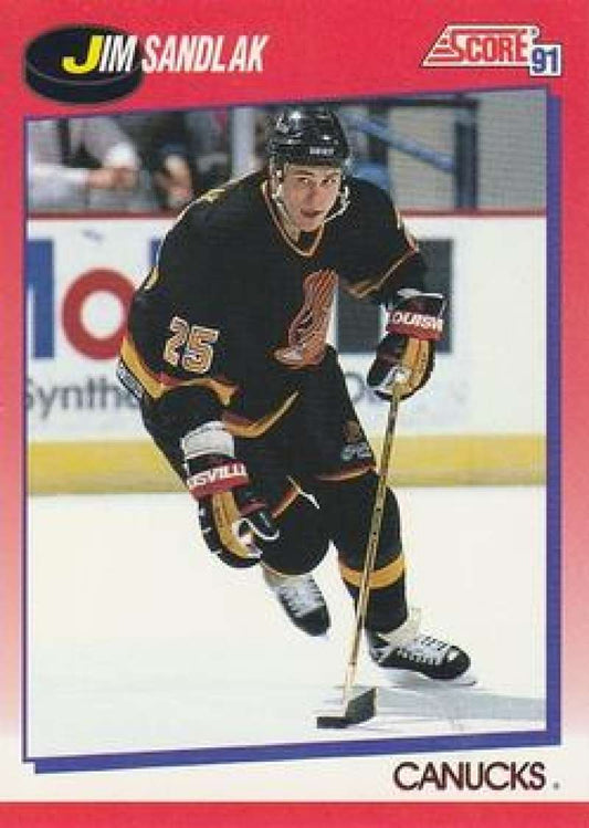 1991-92 Score Canadian Bilingual #260 Jim Sandlak  Vancouver Canucks  Image 1