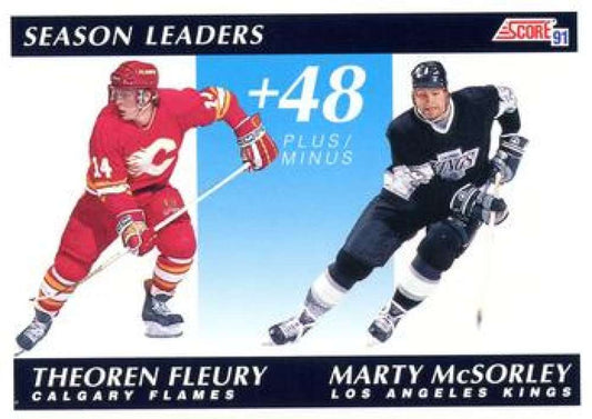 1991-92 Score Canadian Bilingual #297 Theo Fleury/Marty McSorley SL Flames  Image 1