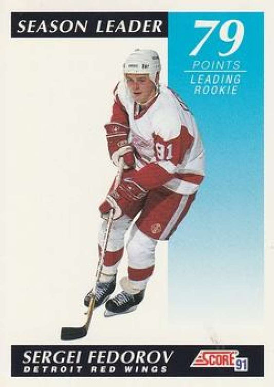 1991-92 Score Canadian Bilingual #298 Sergei Fedorov LL  Detroit Red Wings  Image 1