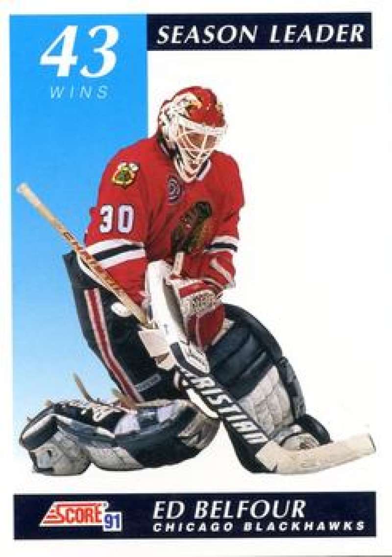1991-92 Score Canadian Bilingual #300 Ed Belfour LL Chicago Blackhawks Image 1