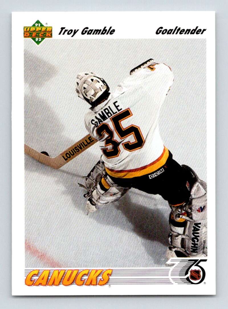 1991-92 Upper Deck #120 Troy Gamble Vancouver Canucks Image 1