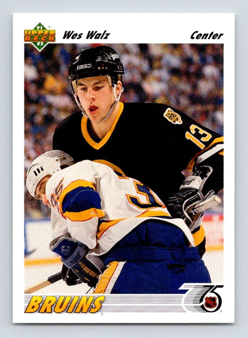 1991-92 Upper Deck #123 Wes Walz Boston Bruins Image 1