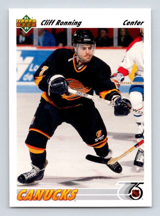 1991-92 Upper Deck #208 Cliff Ronning  Vancouver Canucks  Image 1