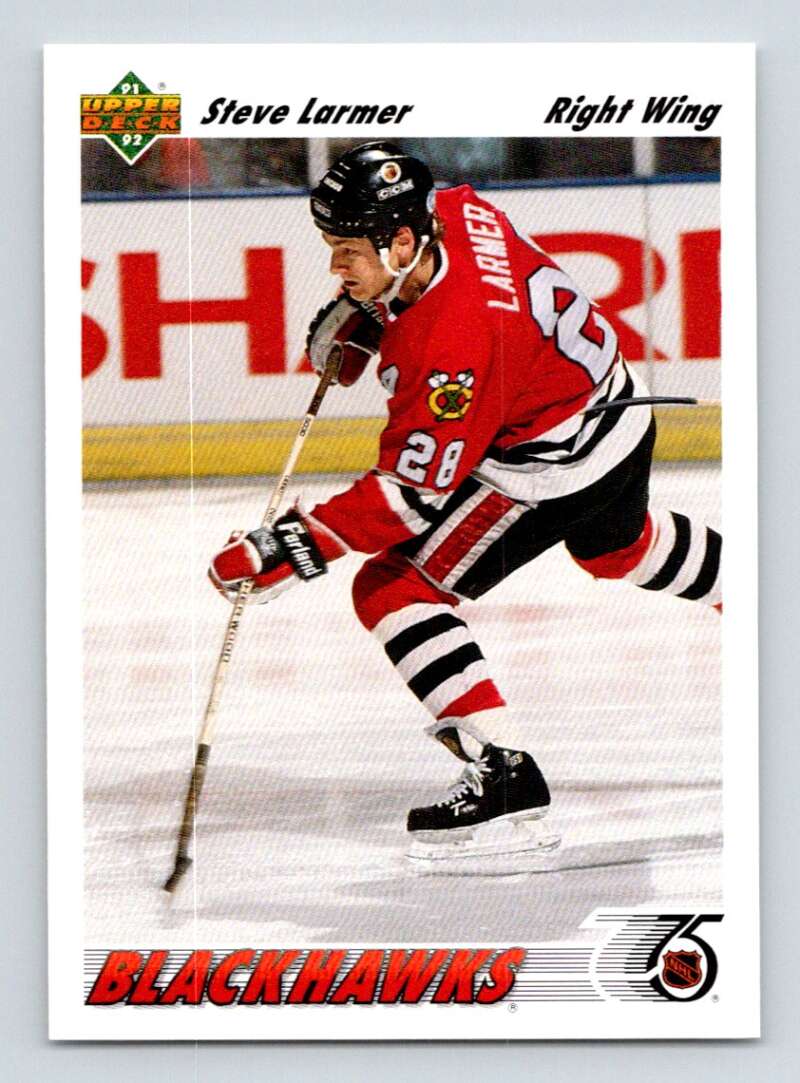 1991-92 Upper Deck #257 Steve Larmer Chicago Blackhawks Image 1