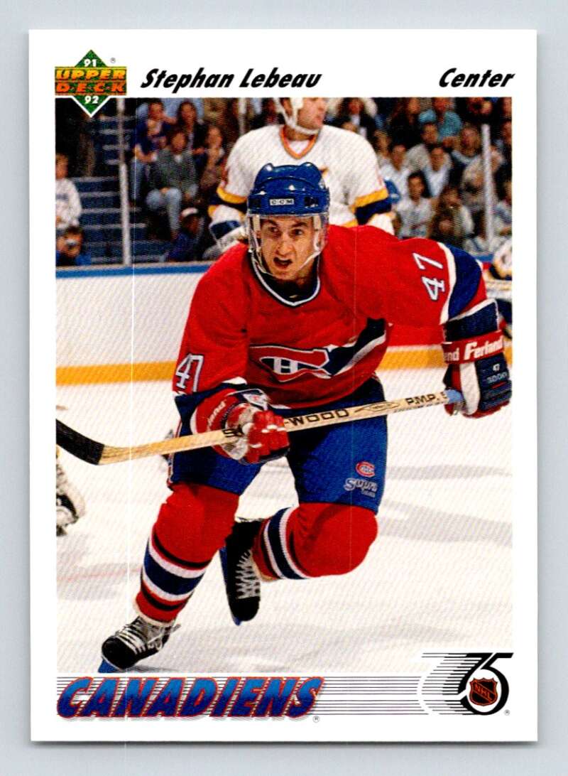 1991-92 Upper Deck #261 Stephan Lebeau Montreal Canadiens Image 1