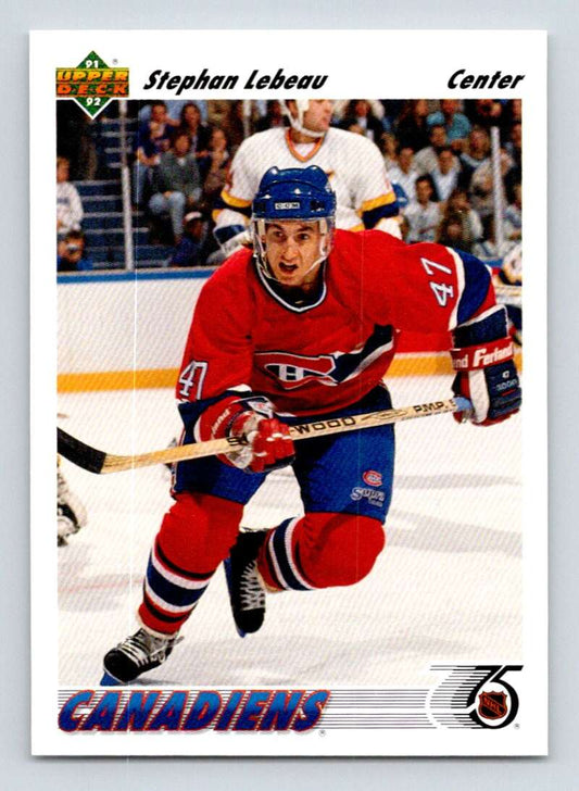 1991-92 Upper Deck #261 Stephan Lebeau  Montreal Canadiens  Image 1