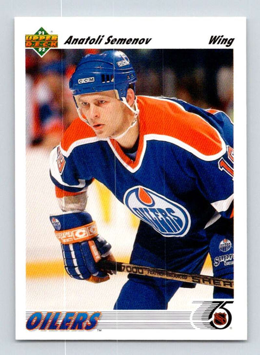 1991-92 Upper Deck #269 Anatoli Semenov  Edmonton Oilers  Image 1