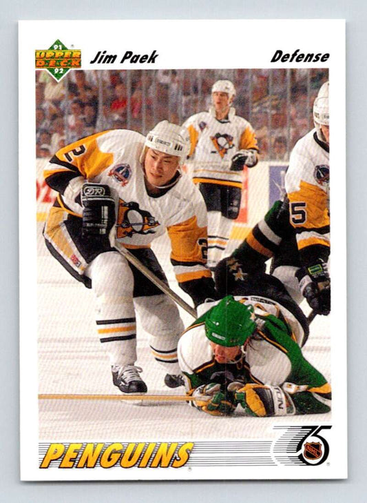 1991-92 Upper Deck #308 Jim Paek  RC Rookie Pittsburgh Penguins  Image 1