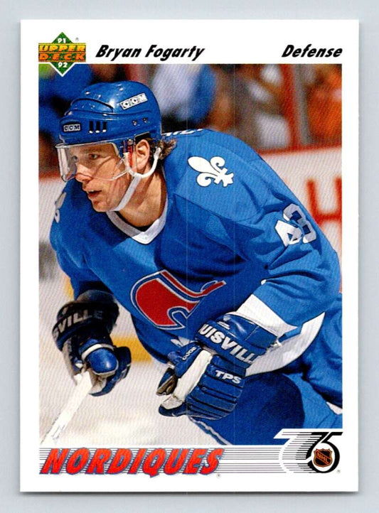 1991-92 Upper Deck #337 Bryan Fogarty  Quebec Nordiques  Image 1